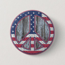 Amerikanskt Fredstecken om Vintage Wood Pinback Knapp