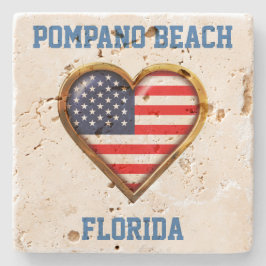 Amerikanskt hjärta anpassat till din stad och stat stenunderlägg