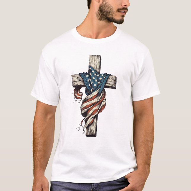 Amerikanskt kors  t shirt (Framsida)