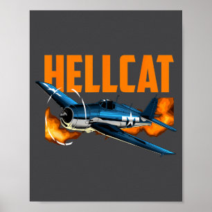 Amerikanskt militärt krigsflygplan Hellcat WW2 Vin Poster