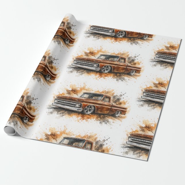 Amerikanskt Muscle Car-inpackningspapper Presentpapper (Utrullad)