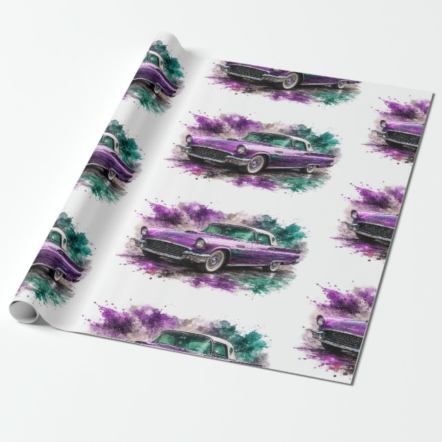 Amerikanskt Muscle Car-inpackningspapper Presentpapper (Utrullad)