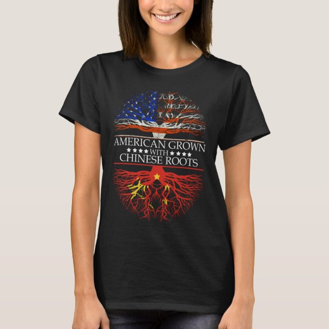 Amerikanskt odlade kinesiska rötter Kina T Shirt (Framsida)