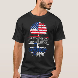 Amerikanskt Odlat Med Finska Rötter Usa Flagg Träd T Shirt