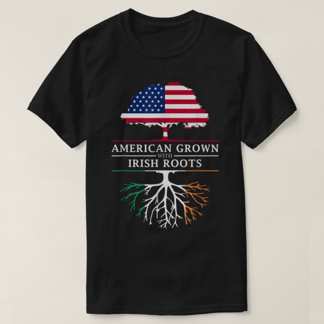 Amerikanskt odlat med irländska rötter - Irland T Shirt (Design framsida)