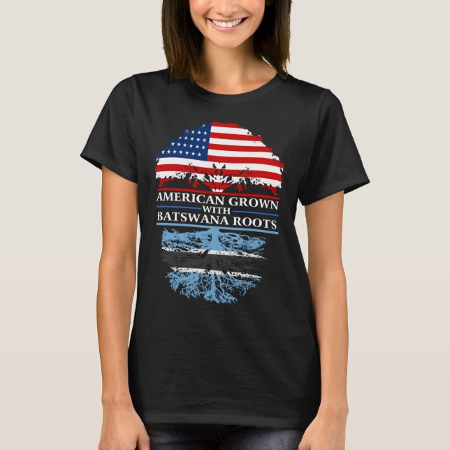 Amerikanskt odlat med rötterna från Batswana Botsw T Shirt (Framsida)