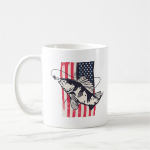 Amerikanskt patriotiskt fiske 4 juli kaffemugg