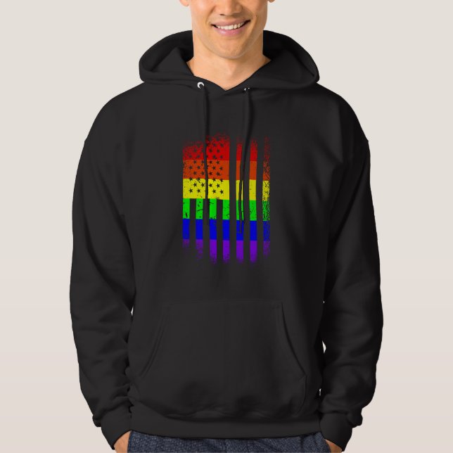 Amerikanskt pride flagga rainbow lgbt hoodie (Framsida)