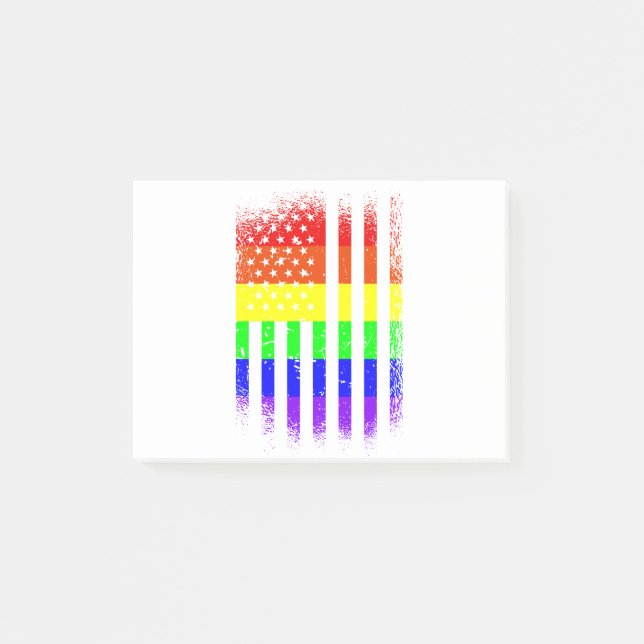 Amerikanskt pride flagga rainbow lgbt post-it block (Framsida)