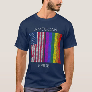Amerikanskt Pride vid regn av amerikansk regnbåge T Shirt