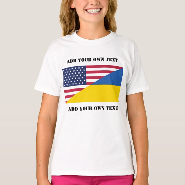 Amerikanskt stöd till Ukraina Dekorativ kudde T Shirt (Framsida)