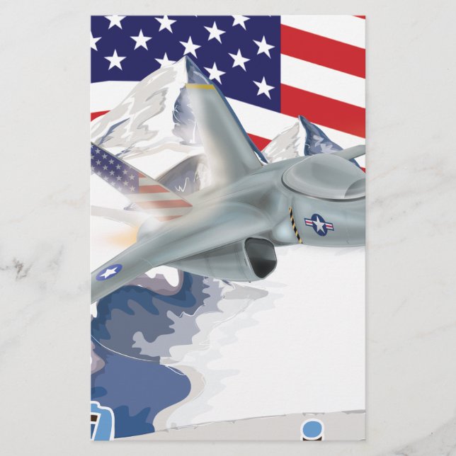 Amerikanskt stridsflygplan brevpapper (Framsida)