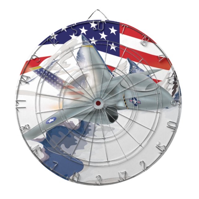Amerikanskt stridsflygplan darttavla (Framsidan)