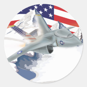 Amerikanskt stridsflygplan runt klistermärke