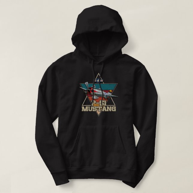 Amerikanskt Världskrig 2 P-51 Mustang Fighter-flyg Hoodie (Design framsida)