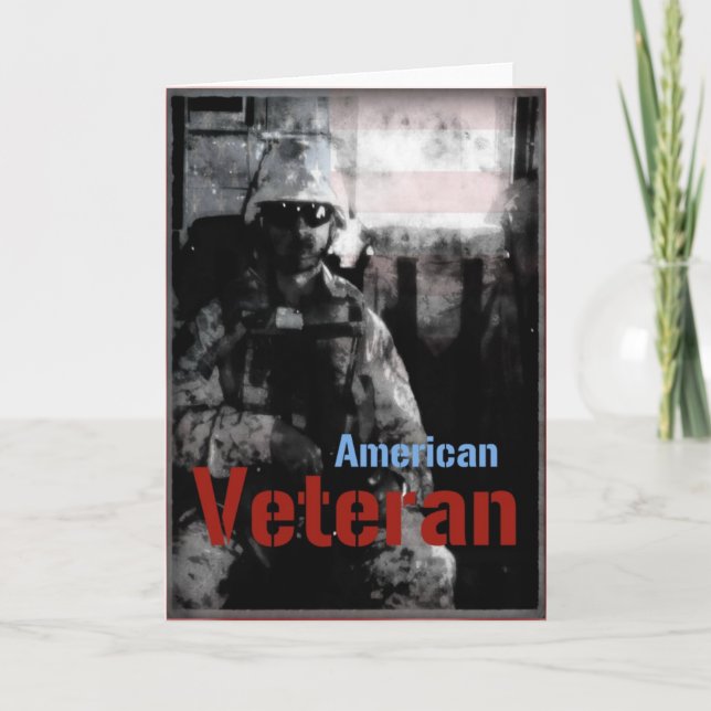 Amerikanskt veteranskt militärt hälsningskort tack kort (Framsida)