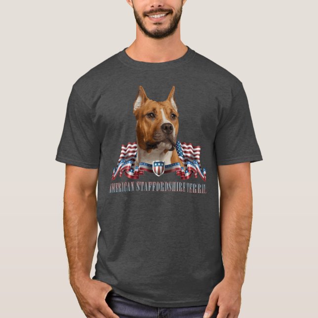 AmerikanStaffordshire Terrier - Amstaff T Shirt (Framsida)