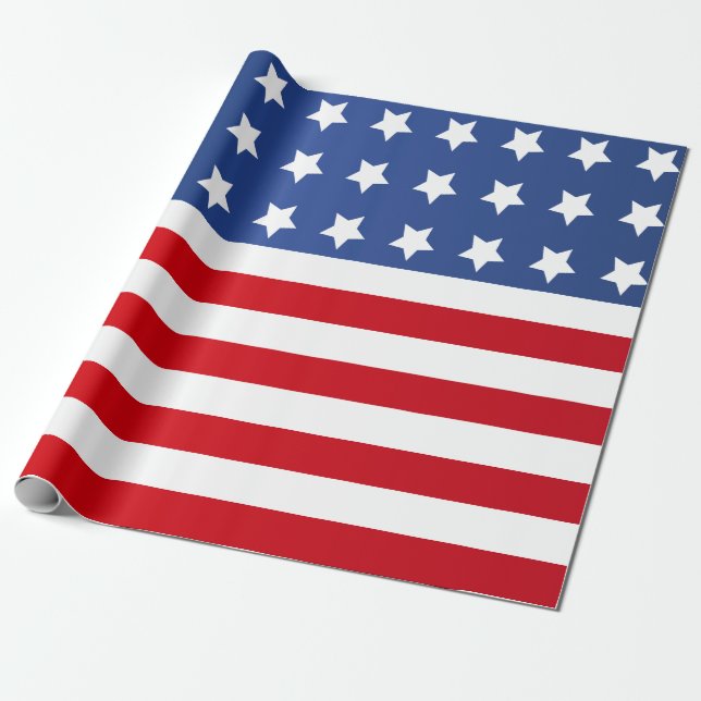 Amerikanstars och stripesflagga presentpapper (Utrullad)