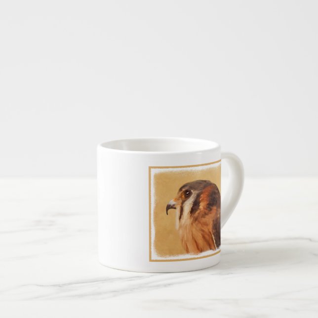 Amerikantornfalkmålning - original- fågelkonst espressomugg (Framsida höger)