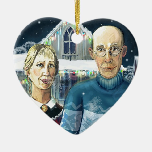 Amerikanvinter - anslags- Wood parodi Julgransprydnad Keramik (Framsidan)