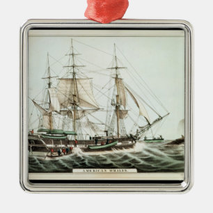 AmerikanWhaler som inristas av den Nathaniel Julgransprydnad Metall