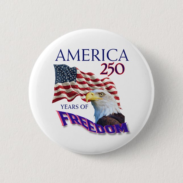 Amerikas 250 år av frihet flagga med vitörad havsö knapp (Framsida)