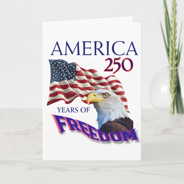 Amerikas 250 år av frihet flagga med vitörad havsö kort (Framsida)