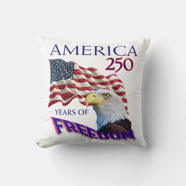 Amerikas 250 år av frihet flagga med vitörad havsö kudde (Framsida)