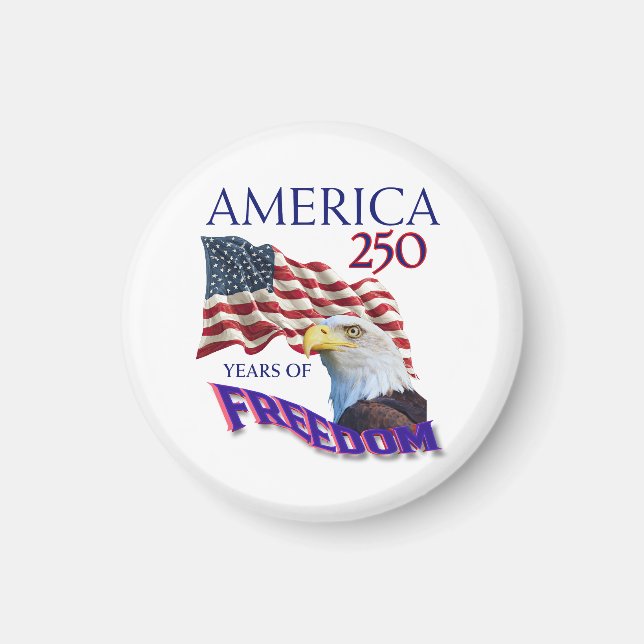 Amerikas 250 år av frihet flagga med vitörad havsö magnet (Framsidan)
