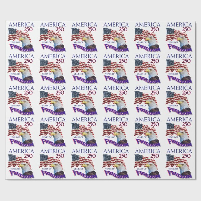 Amerikas 250 år av frihet flagga med vitörad havsö presentpapper (Platt)