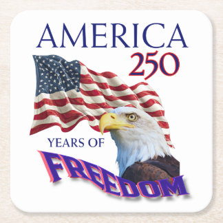Amerikas 250 år av frihet flagga med vitörad havsö underlägg papper kvadrat