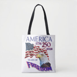 Amerikas 250 år av frihet flagga med vitörad örn tygkasse