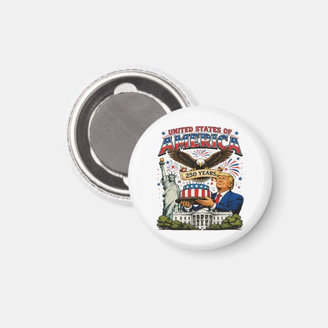 Amerikas 250 år patriotiska örnfirande magnet (Front/Back)