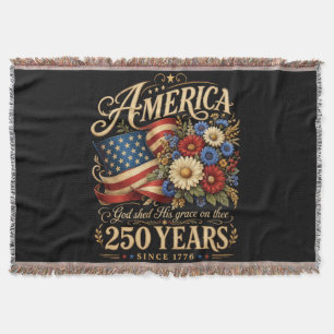 Amerikas 250 år sedan 1776 blomster patriotisk pre filt