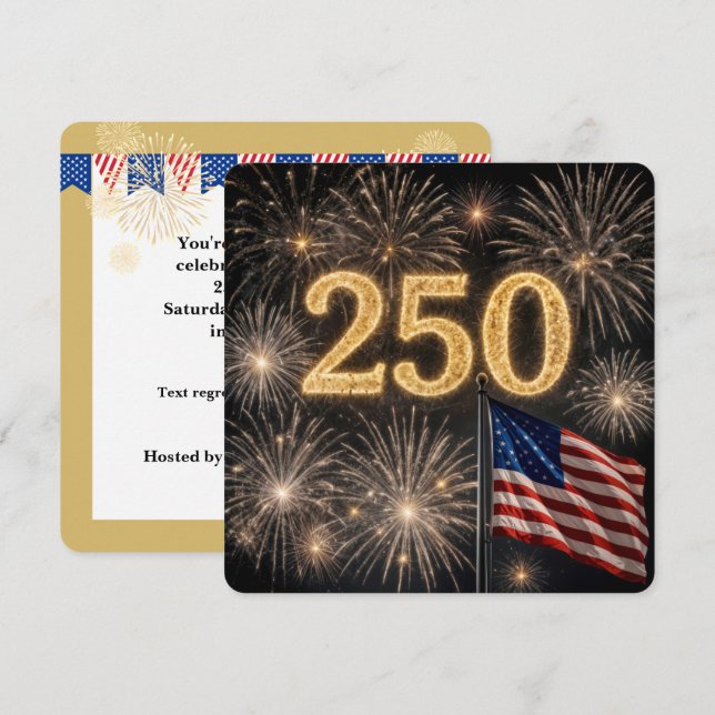 Amerikas 250-års BBQ-fest Inbjudningar (Fram/baksida)