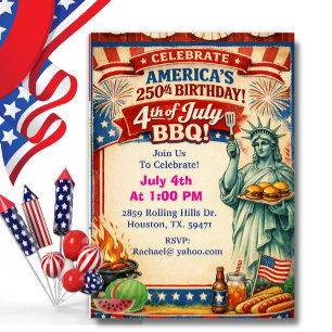 Amerikas 250-års BBQ med frihetsgudinnan Inbjudningar