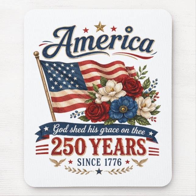 Amerikas 250-års blomsterflagga musmatta (Framsidan)