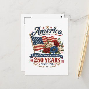 Amerikas 250-års blomsterflagga vykort