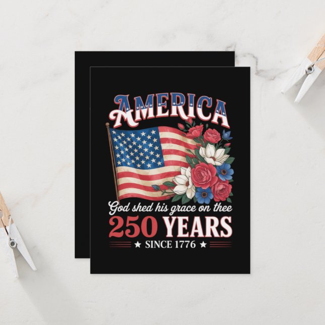 Amerikas 250-års flagga blommig inbjudningar (Fram/Back In Situ)
