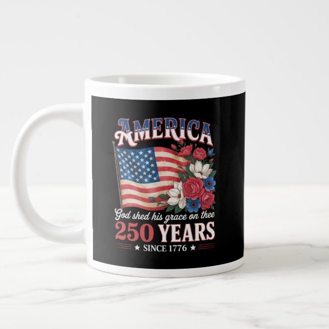 Amerikas 250-års flagga blommig jumbo mugg (Vänster)