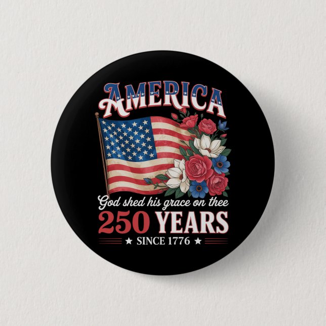 Amerikas 250-års flagga blommig knapp (Framsida)