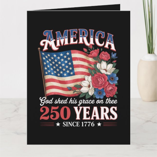 Amerikas 250-års flagga blommig kort (Framsida)