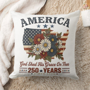 Amerikas 250-års flagga blommig kudde