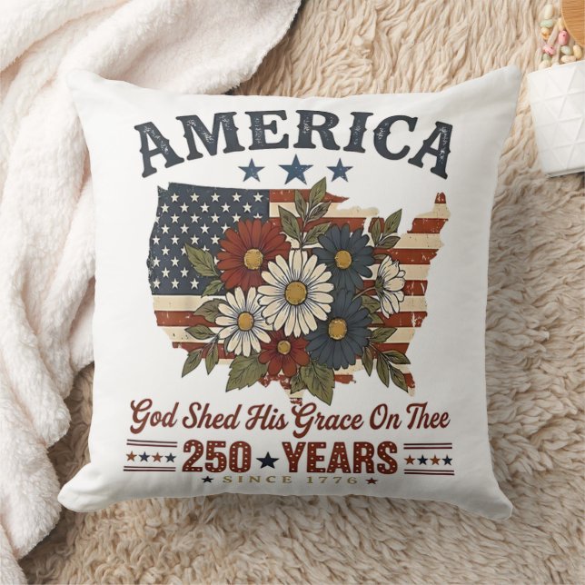 Amerikas 250-års flagga blommig kudde (Filt)