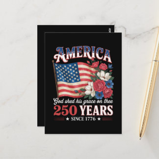 Amerikas 250-års flagga blommig vykort