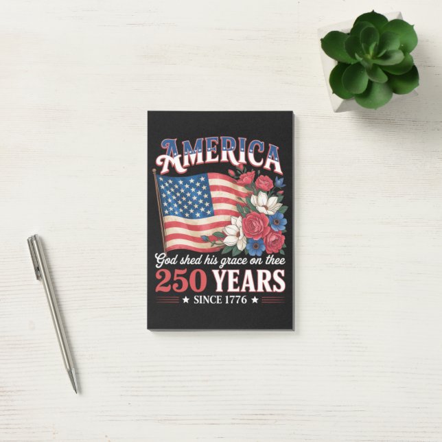 Amerikas 250-års flagga blommönster post-it block (Kontor)