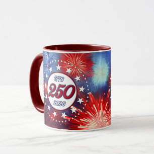 Amerikas 250-års Grafiska Fyrverkerier Burst W Mugg