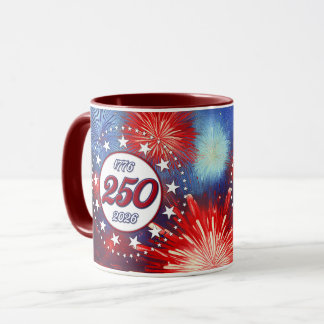 Amerikas 250-års Grafiska Fyrverkerier Burst W Mugg