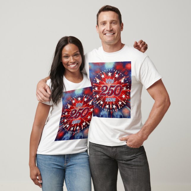Amerikas 250-års grafiska fyrverkerier t shirt (Unisex)