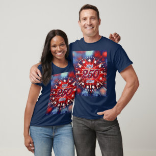 Amerikas 250-års Grafiska Fyrverkerier T Shirt